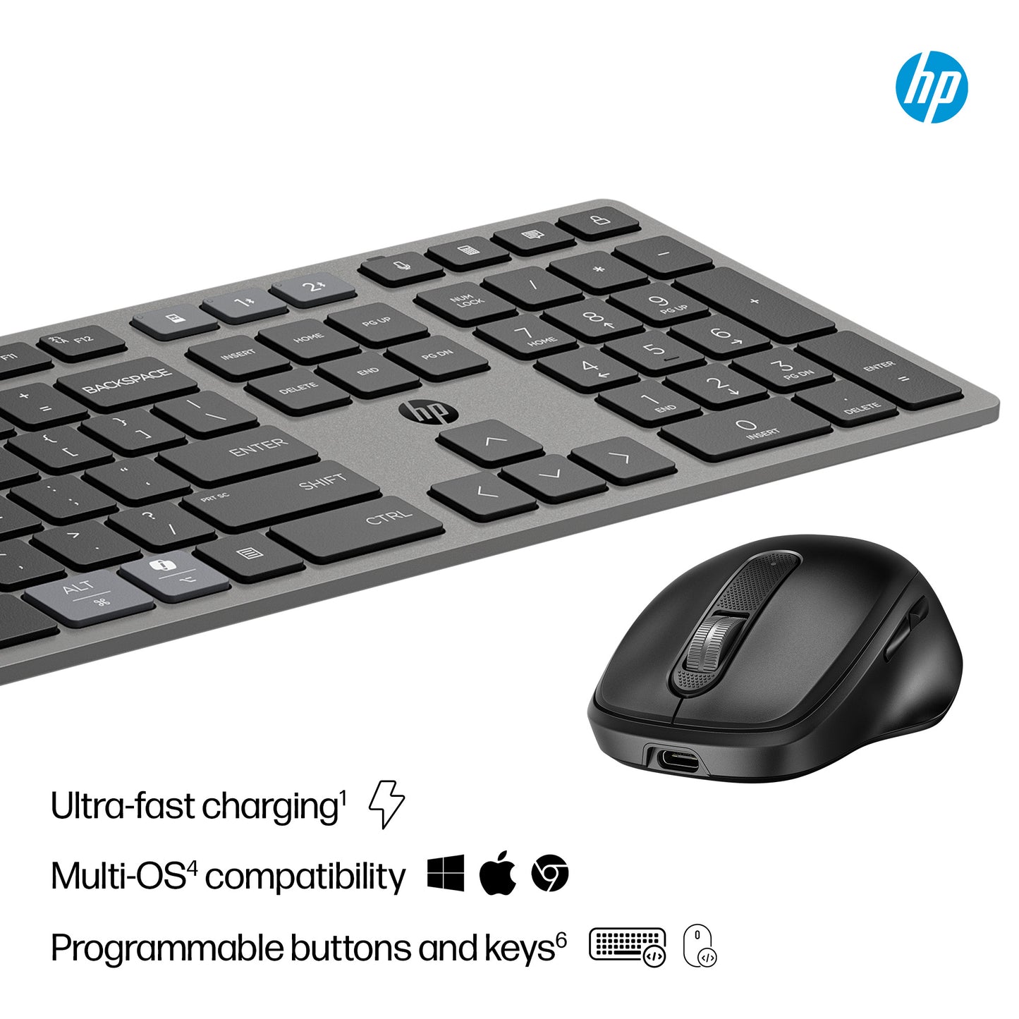 HP 720 Multi-Device Wireless Keyboard & Mouse Combo