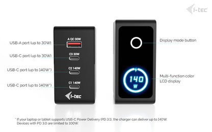 i-tec 140W Intelligent Multiport USB Charger