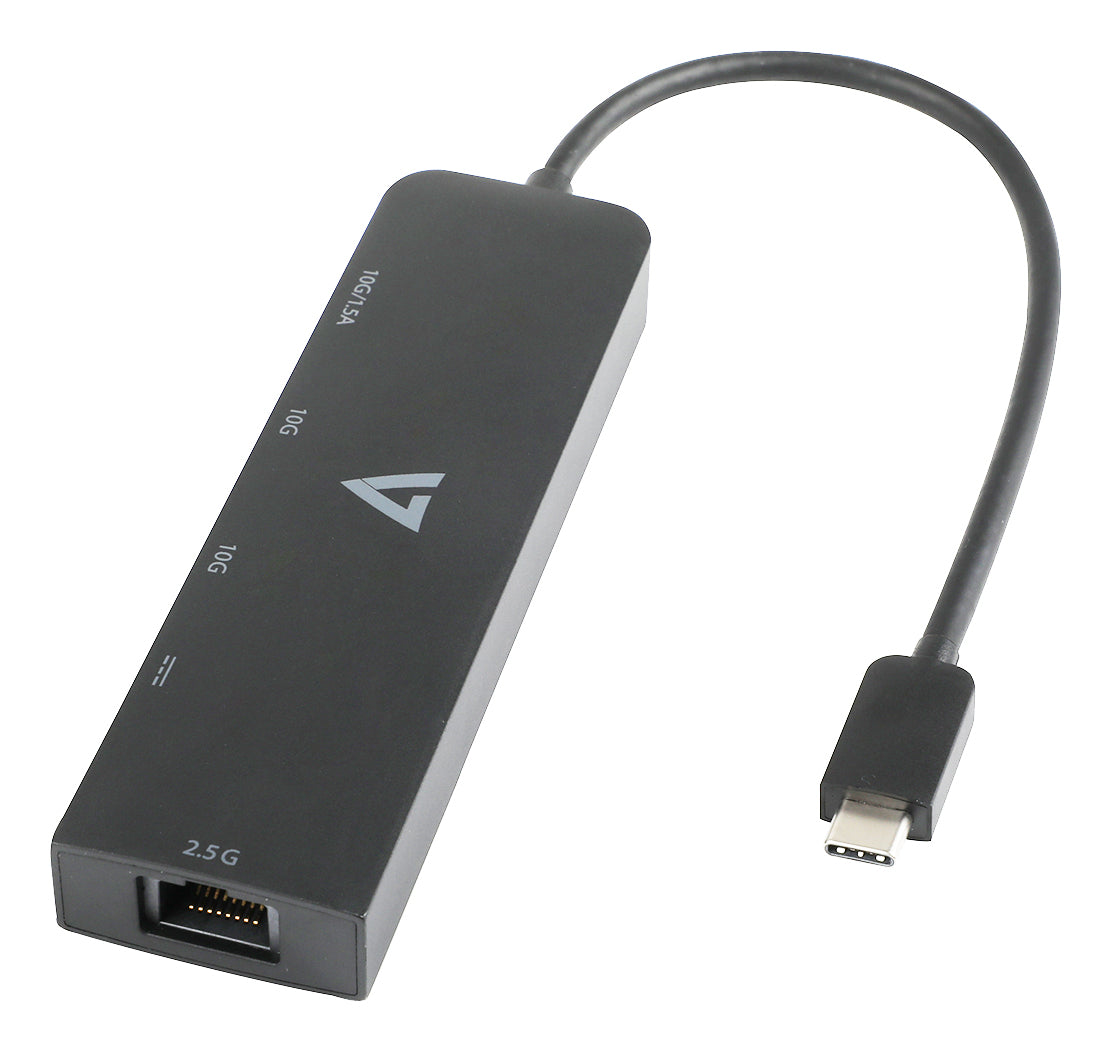 V7 2.5G Ethernet Adapter USB-C Male to USB A Female x 2, USB-C Female x1, RJ45 Hub