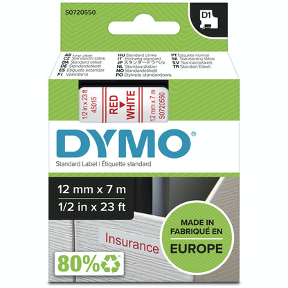 DYMO 45015/S0720550 DirectLabel-etikettes red on white 12mm x 7m for Dymo D1 Labels