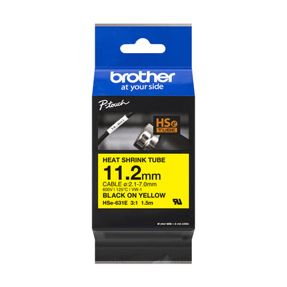 Brother HSE-631E Heat Shrink Tubes black on yellow 11,2mm x 1,5m for Brother P-Touch Labels