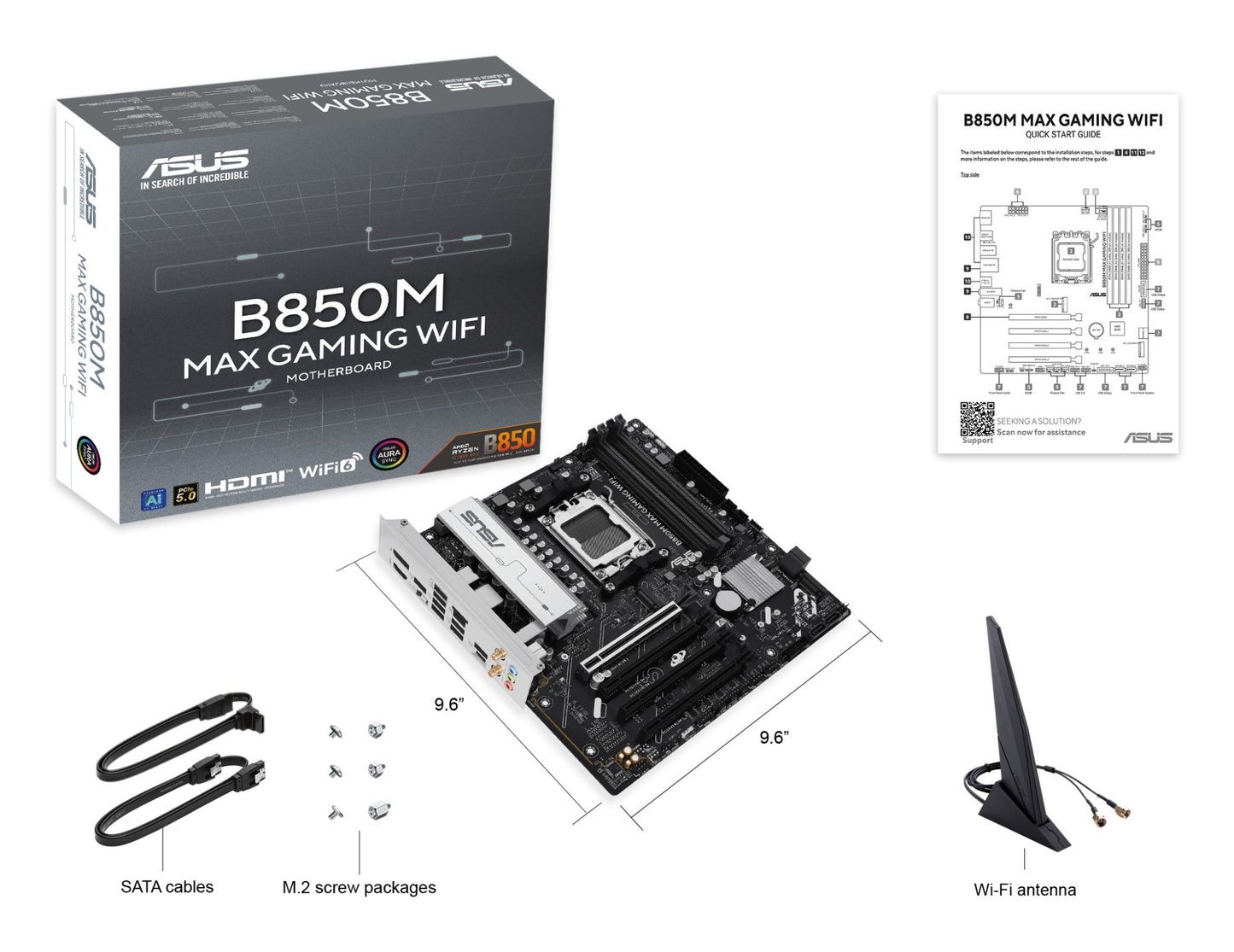 ASUS B850M MAX GAMING WIFI AMD B850 Socket AM5 micro ATX Motherboard