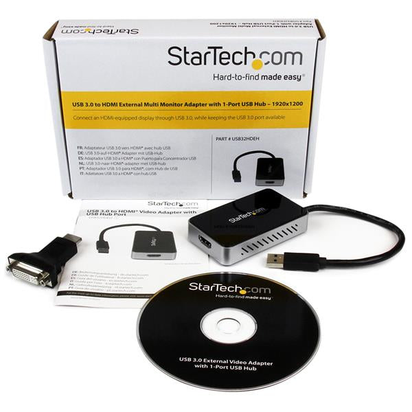 StarTech.com USB 3.0 to HDMI Adapter w/ 1x USB, USB to HDMI Monitor Converter for Hub