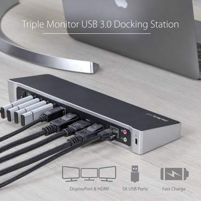 StarTech.com Triple-Monitor 1x 2x USB Docking Station