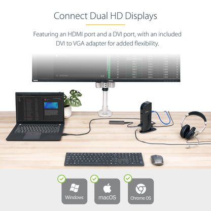 StarTech.com Monitor DVI Ports~Dual USB Docking Station