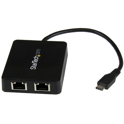 StarTech.com USB-C to Dual Gigabit Ethernet Adapter with USB 3.0 (Type-A) Port, USB