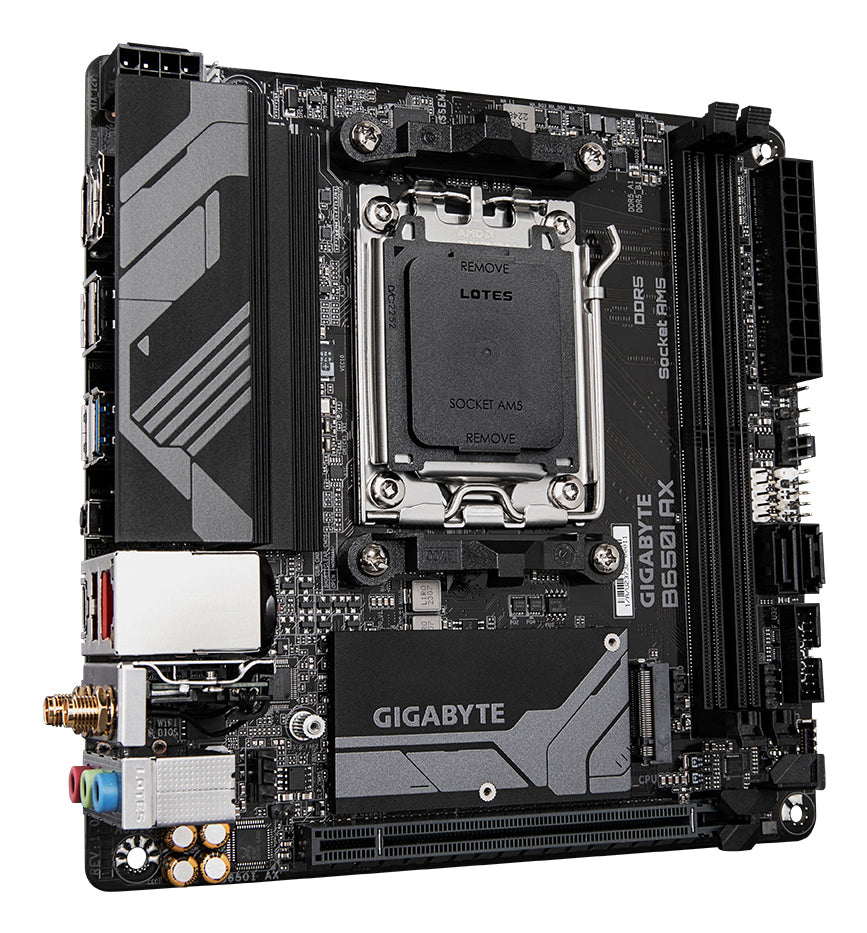Gigabyte B650I AX Motherboard - AMD Ryzen 9000 Series CPUs, 5+2+1 Phases VRM, up to