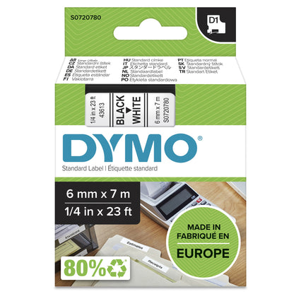 DYMO 43613/S0720780 DirectLabel-etikettes black on white 6mm x 7m for Dymo D1 Labels