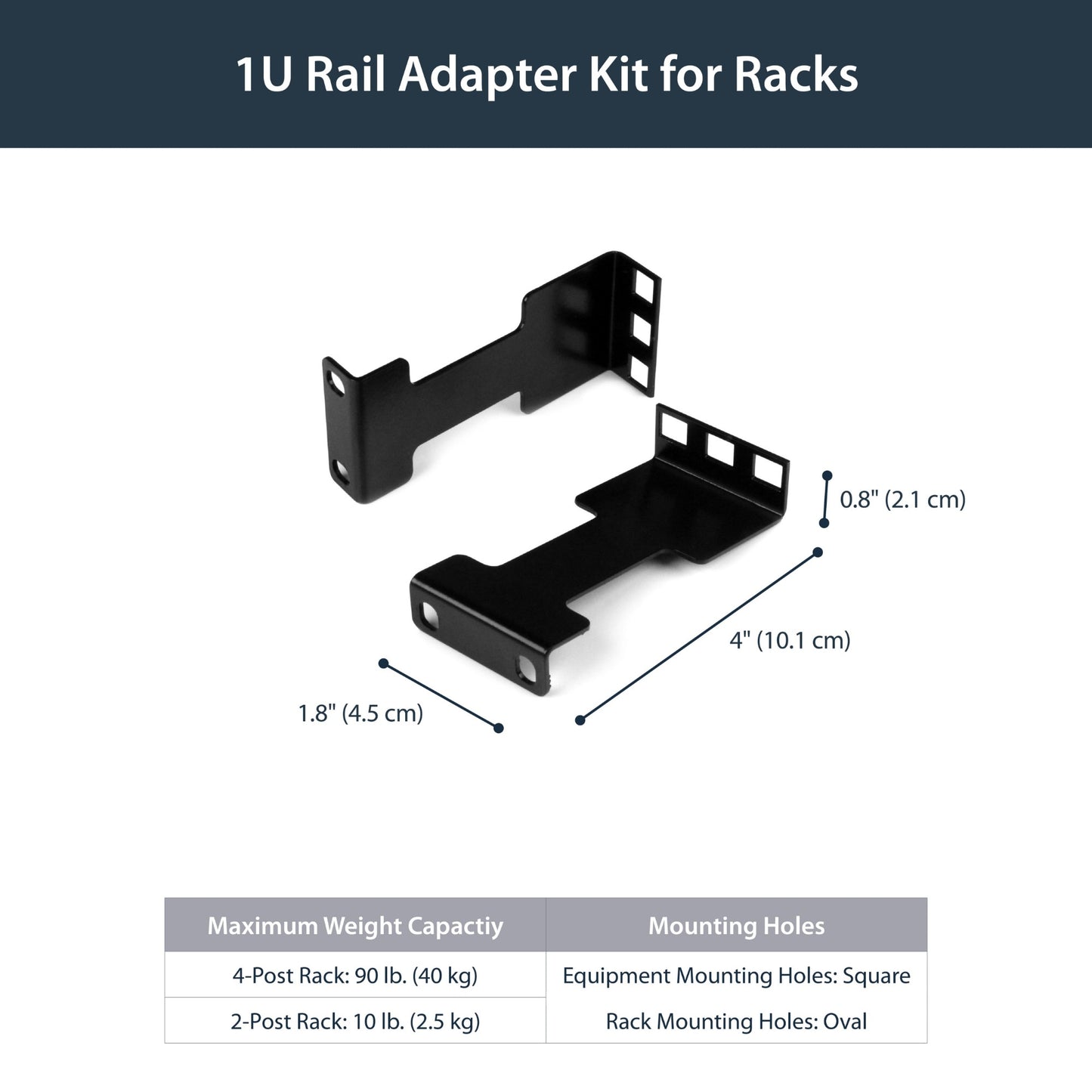 StarTech.com Server Rack Depth Extender - 1U - 4in / 10 cm - TAA Compliant