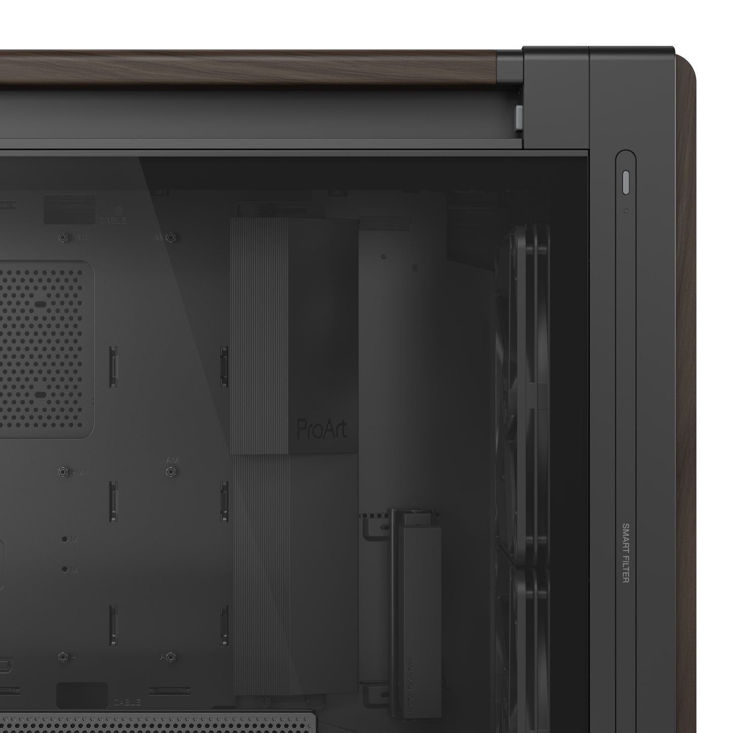 ASUS ProArt PA602 Wood Edition Modern Black - Tempered Glass Panel Midi Tower Black PC Case
