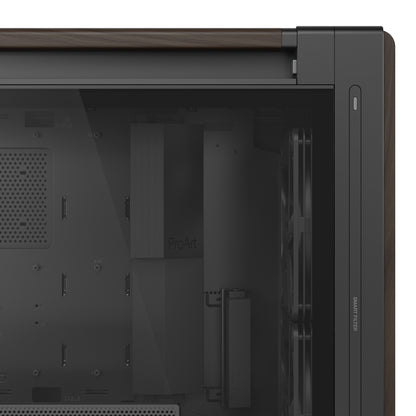 ASUS ProArt PA602 Wood Edition Modern Black - Tempered Glass Panel Midi Tower Black PC Case