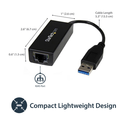 StarTech.com USB 3.0 to Gigabit Ethernet Network Adapter, 10/100/1000 Mbps, USB to (B31000S)