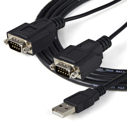 StarTech.com 6ft (1.8m) 2-Port FTDI USB to Serial RS232 Adapter Cable with COM