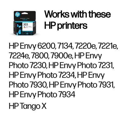 HP T6N01AE/303 Color Ink Cartridge (165 pages, HP Envy Photo 6230)