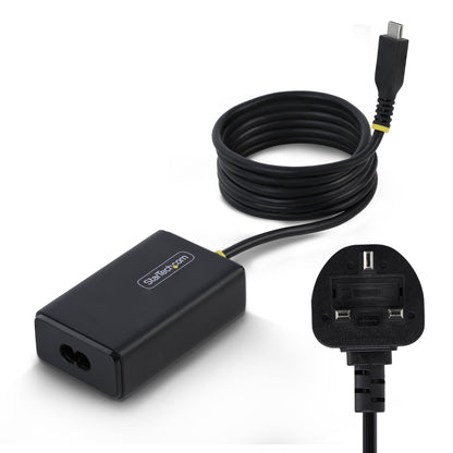 StarTech.com 65W USB-C Laptop Charger, 1.5m Tethered USB-C Cable, Power Adapter