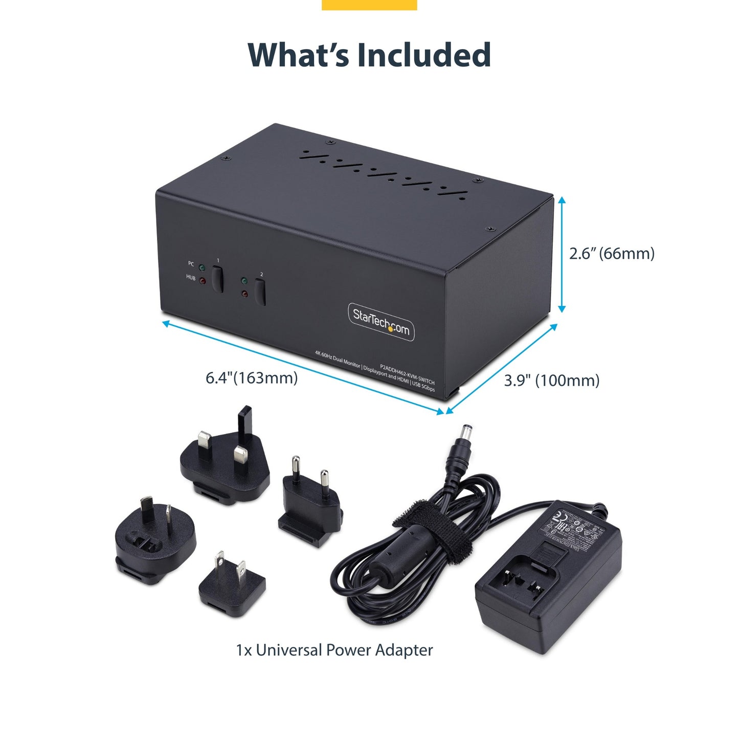 StarTech.com 2-Port Dual-Monitor DisplayPort and HDMI KVM Switch, 4K 60Hz, 1x HDMI &