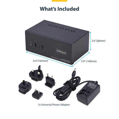 StarTech.com 2-Port Dual-Monitor DisplayPort and HDMI KVM Switch, 4K 60Hz, 1x HDMI &
