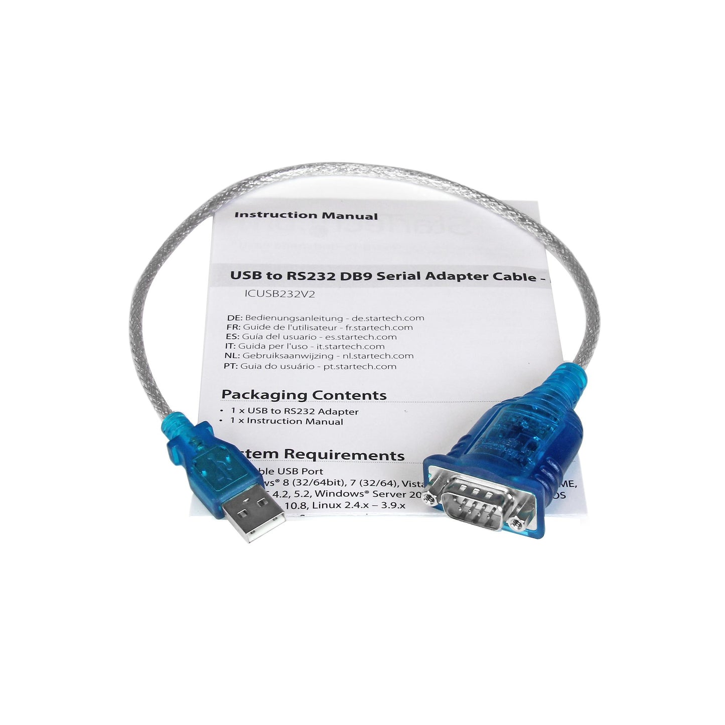 StarTech.com 17in (43cm) 1-Port USB to Serial Adapter Cable, USB-A to DB9 RS232, USB