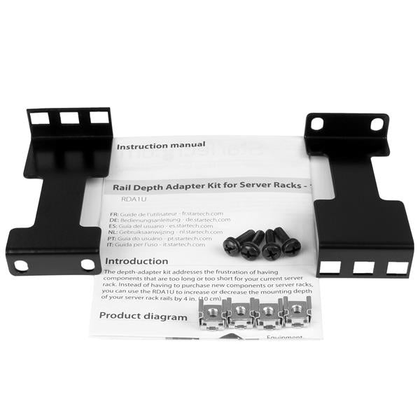StarTech.com Server Rack Depth Extender - 1U - 4in / 10 cm - TAA Compliant