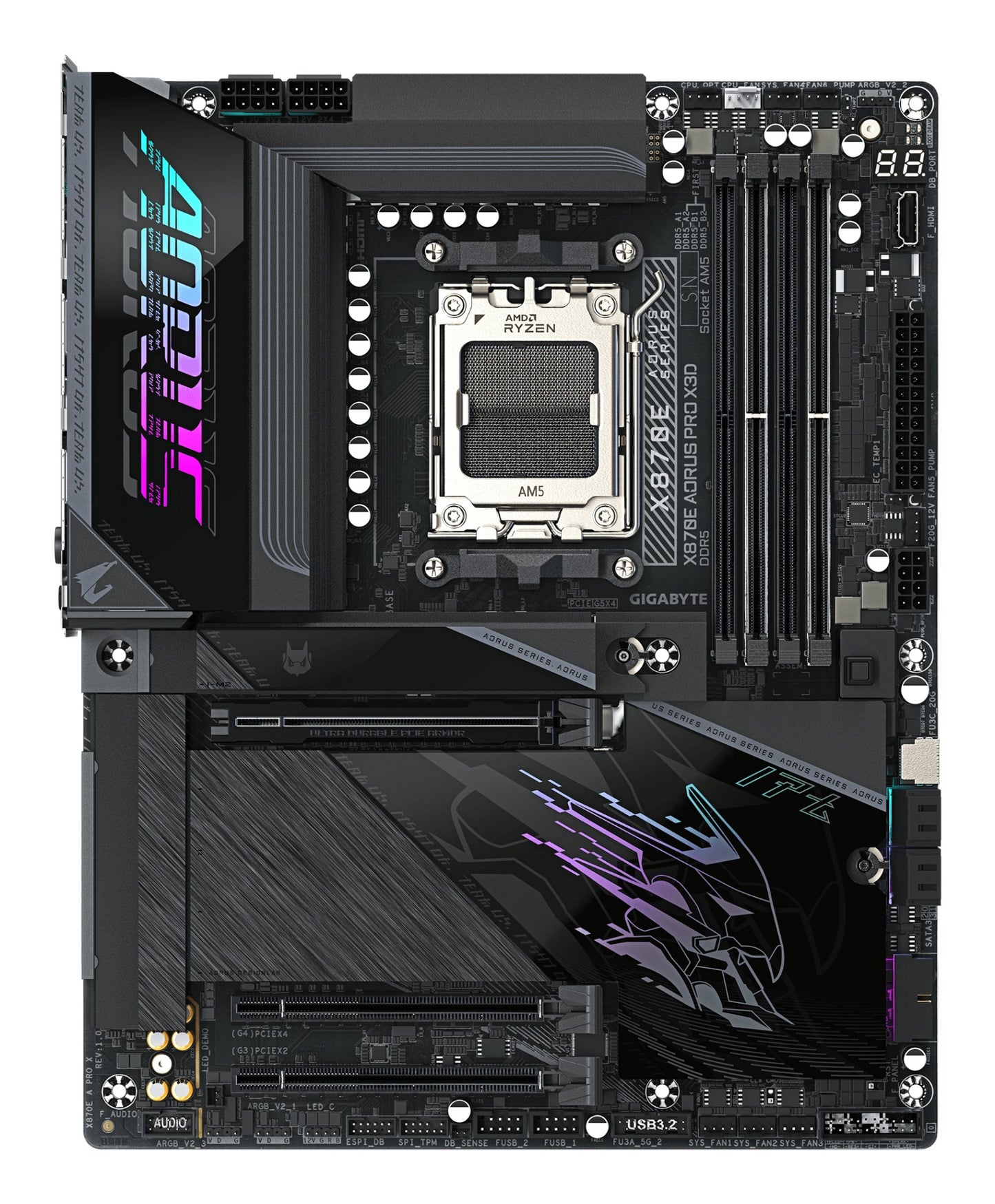 Gigabyte X870E AORUS PRO X3D Motherboard - Supports AMD Ryzen 9000 CPUs, 18+2+2