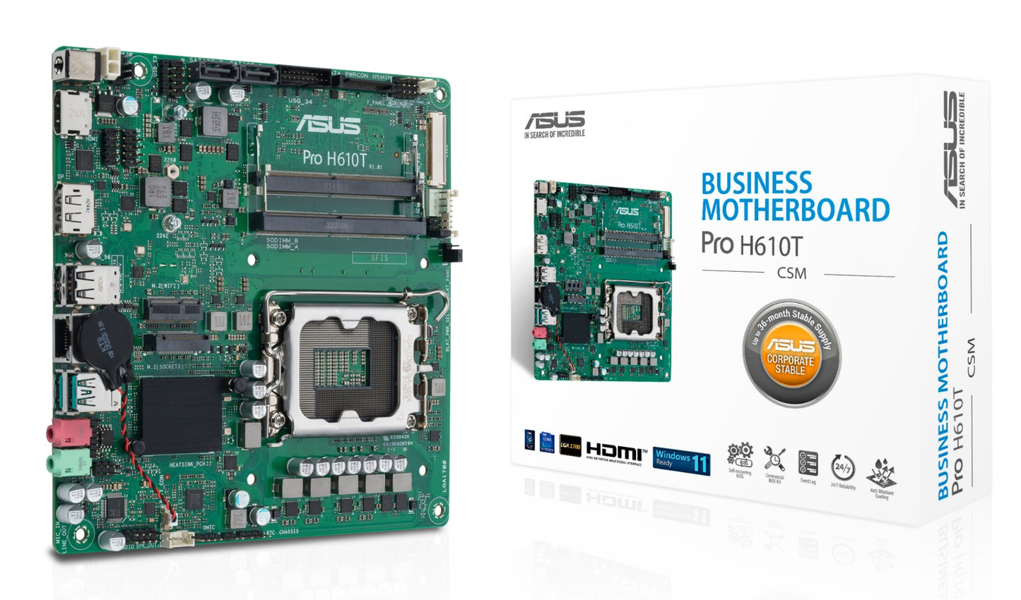ASUS PRO H610T-CSM Intel H610 LGA 1700 Thin Mini ITX Motherboard