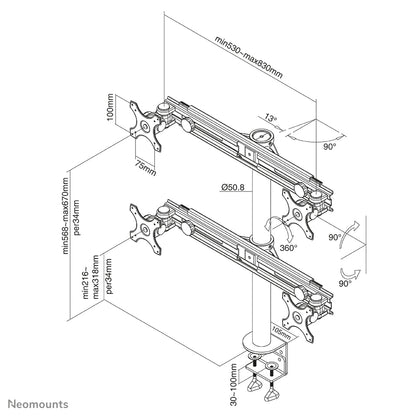 Neomounts FPMA-D700D4 Monitor arm 19-30"