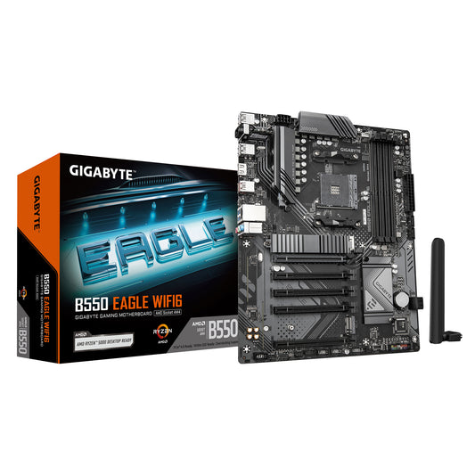 Gigabyte B550 EAGLE WIFI6 Motherboard - AMD Ryzen 5000 G-Series CPUs, 10+3+1 Phases