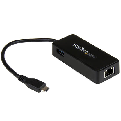 StarTech.com USB-C to Gigabit Network Adapter with Extra USB 3.0 Port - Black
