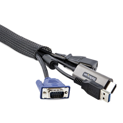 StarTech.com 10ft (3m) Cable Management Sleeve, Trimmable Heavy Duty Cable Wrap