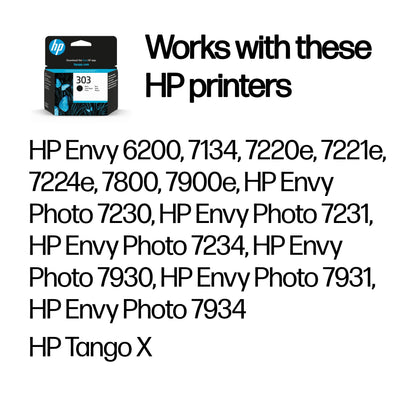 HP T6N02AE/303 Black Ink Cartridge (200 pages, HP Envy Photo 6230)