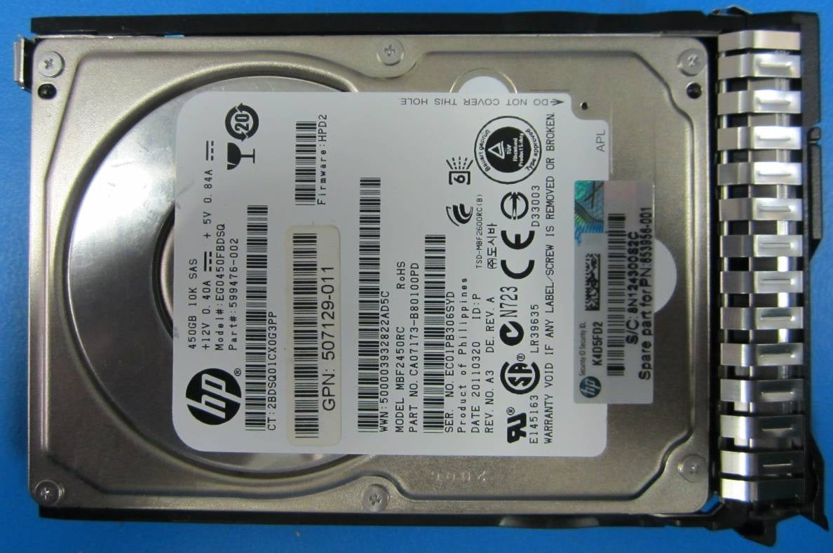 HPE 653956-001 450GB 2.5" SAS 10000 RPM HDD