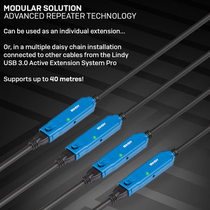 Lindy 20m USB 3.0 Active Extension Pro Cable