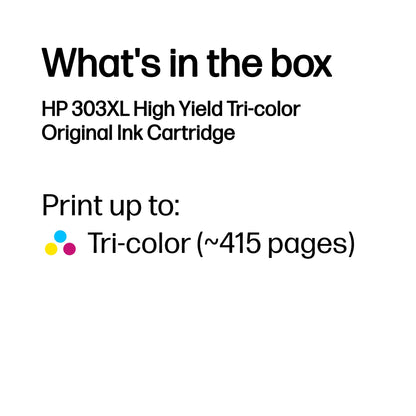 HP T6N03AE/303XL Color Ink Cartridge (415 pages, HP Envy Photo 6230)