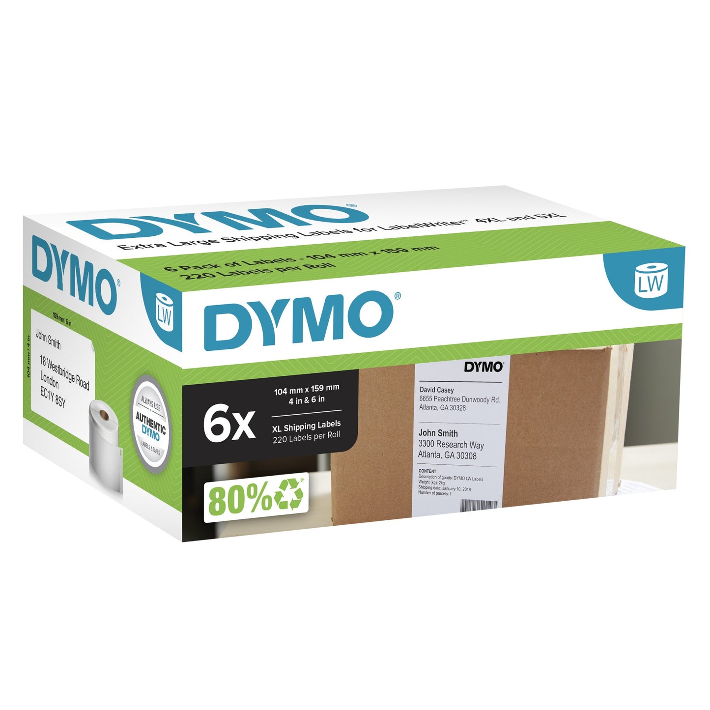 DYMO Authentic LabelWriter Extra Large Shipping Labels | 104 mm x 159 mm | Self