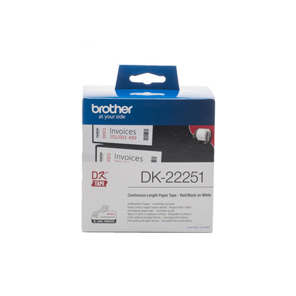 Brother DK22251 DirectLabel Etikettes red / black on white 62 mm x 15,24 m for Labels