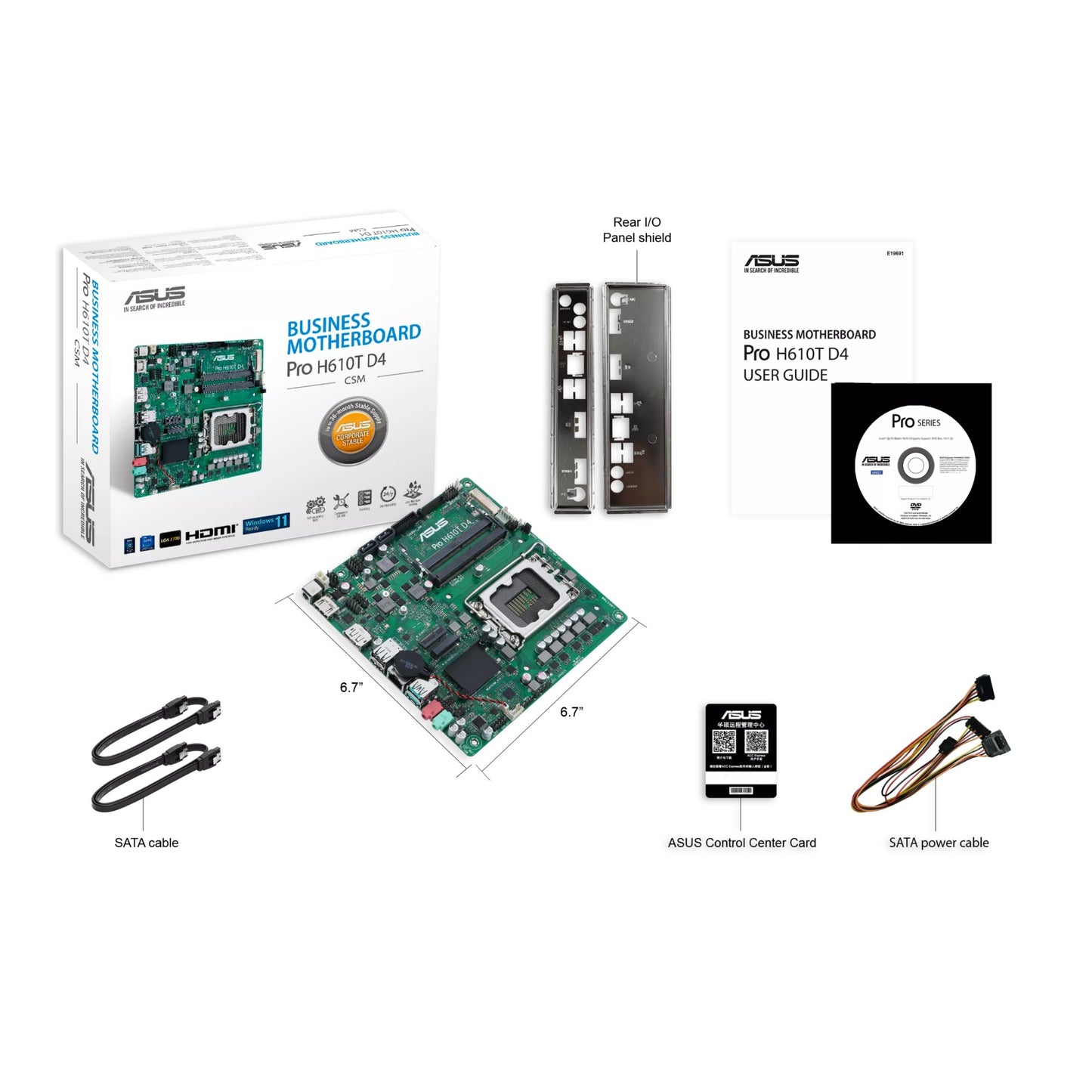 ASUS Pro H610T D4-CSM Intel H610 LGA 1700 Thin Mini ITX Motherboard