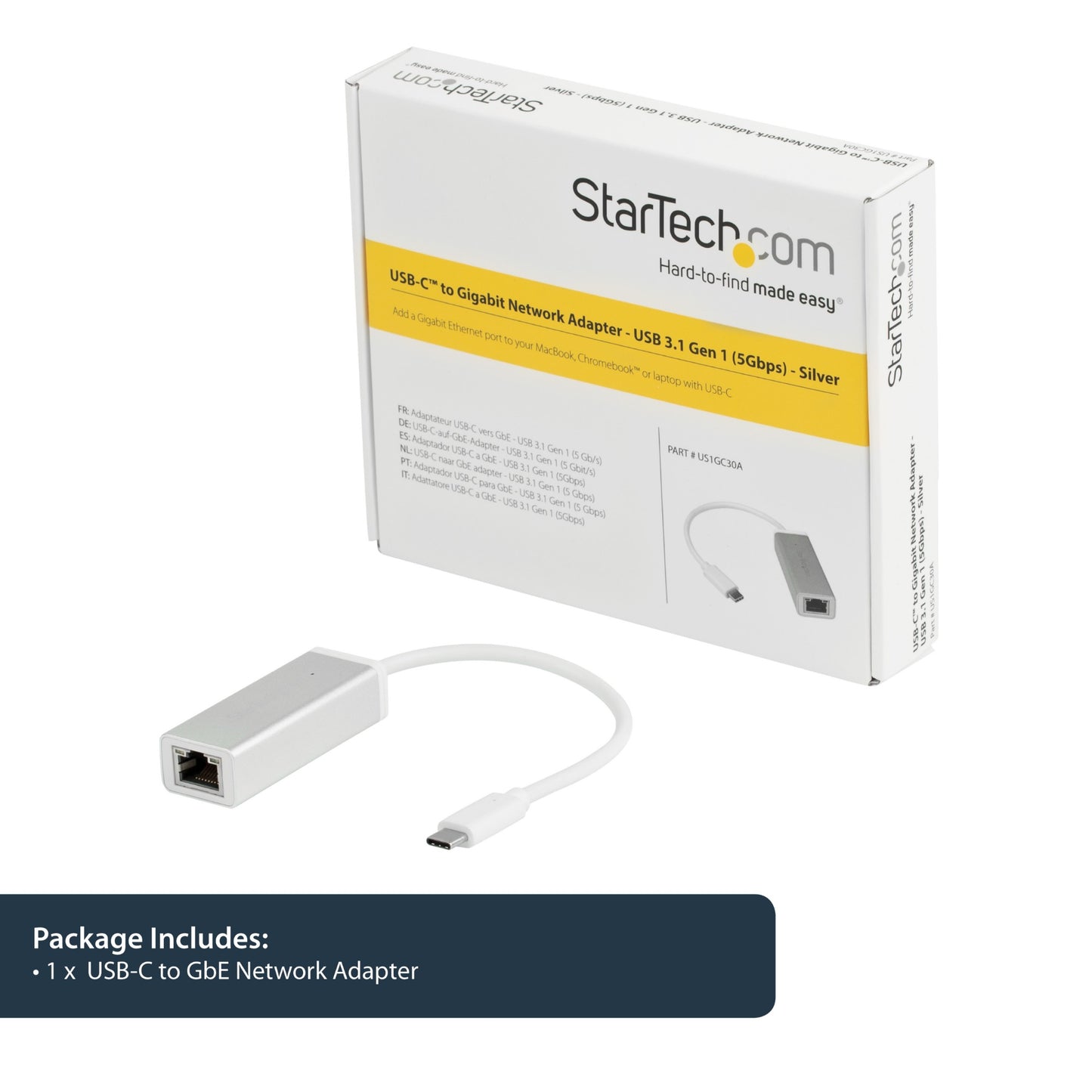 StarTech.com USB-C to Gigabit Ethernet Adapter, Aluminum, Thunderbolt 3 / 4
