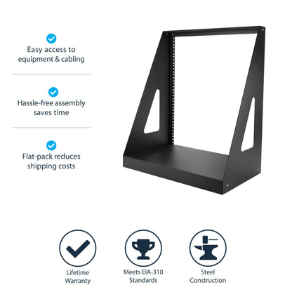 StarTech.com 12U 2-Post Open Frame Desktop Server Rack, 19in Compact Space-Saving