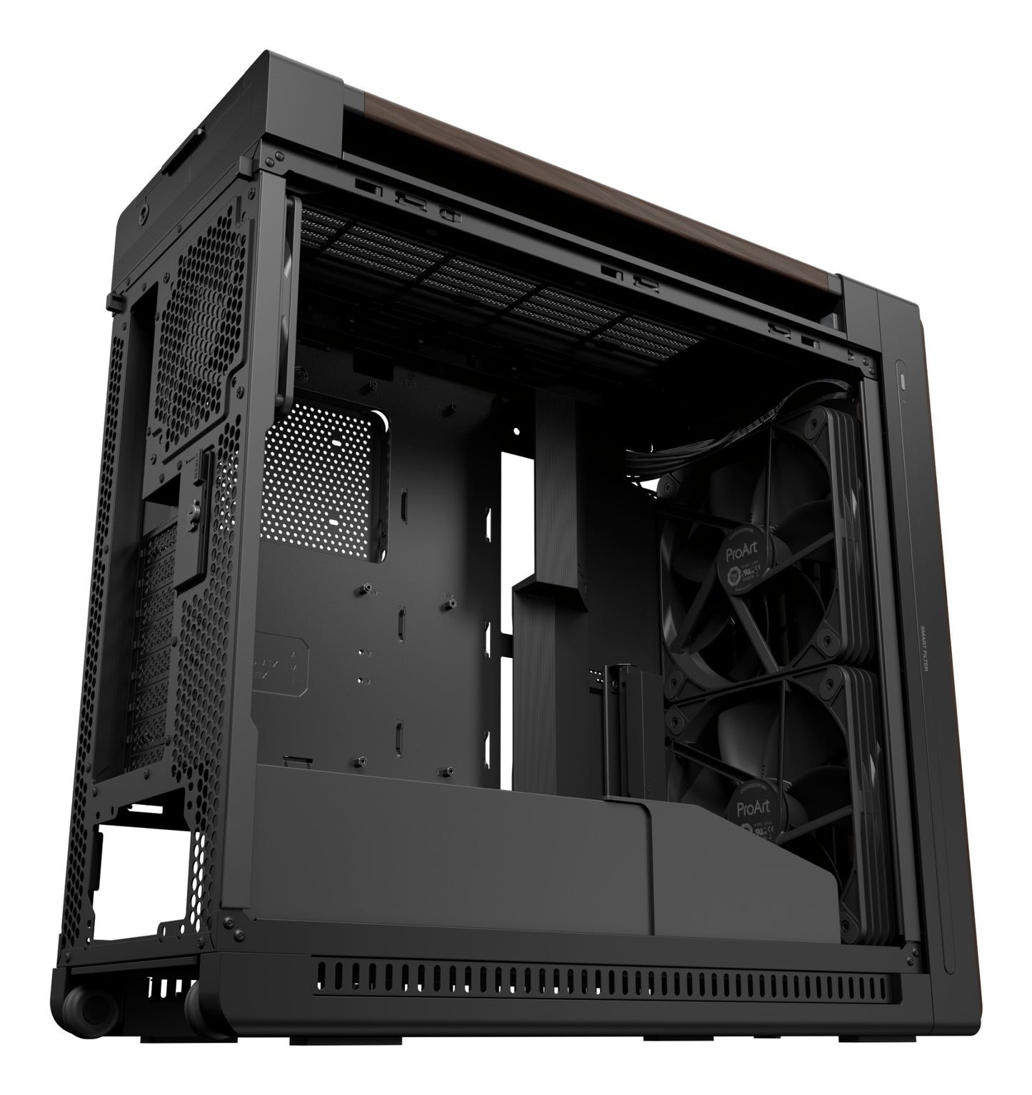 ASUS ProArt PA602 Wood Edition Modern Black - Metal Panel Midi Tower Black, Wood PC Case