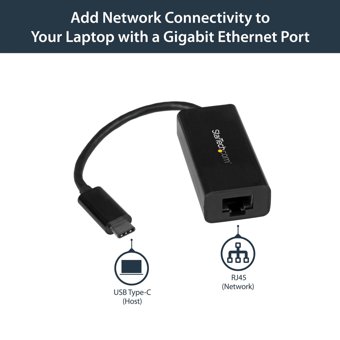 StarTech.com USB-C to Gigabit Ethernet Adapter, Black, Thunderbolt 3 / 4 Compatible