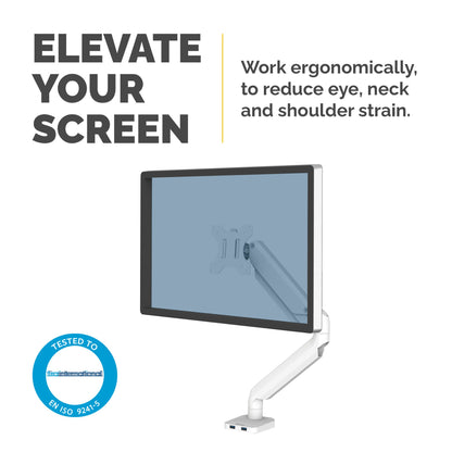 Fellowes Platinum Series Monitor Arm - Monitor Mount for 8KG 40 Inch Screens (White)