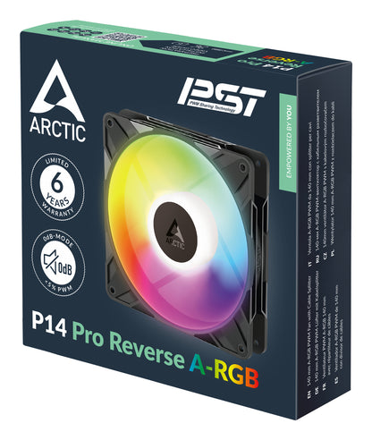 ARCTIC Freezer P14 Pro Reverse A-RGB - 3 Pack - 140 mm A-RGB PWM Fan with Cable Cooling