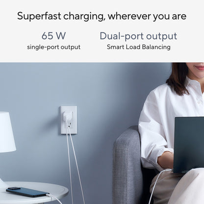 ASUS 65W USB-C GaN Charger Universal White AC Fast charging Indoor