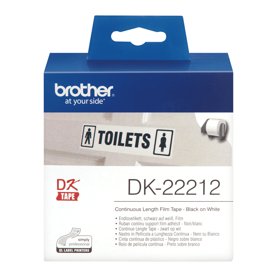 Brother DK-22212 DirectLabel Etikettes white Film 62mm x 15,24m for Brother P-Touch Labels