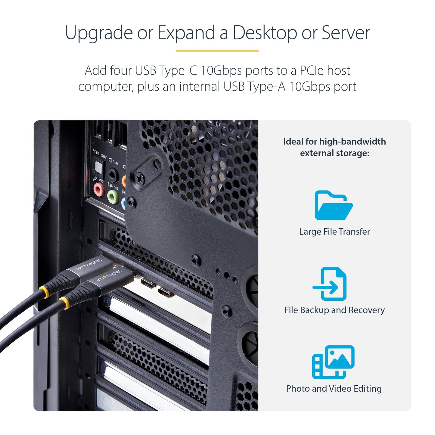 StarTech.com 5-Port USB PCIe Card, USB 3.2 10Gbps, PCI Express Card with 4x USB-C Hub