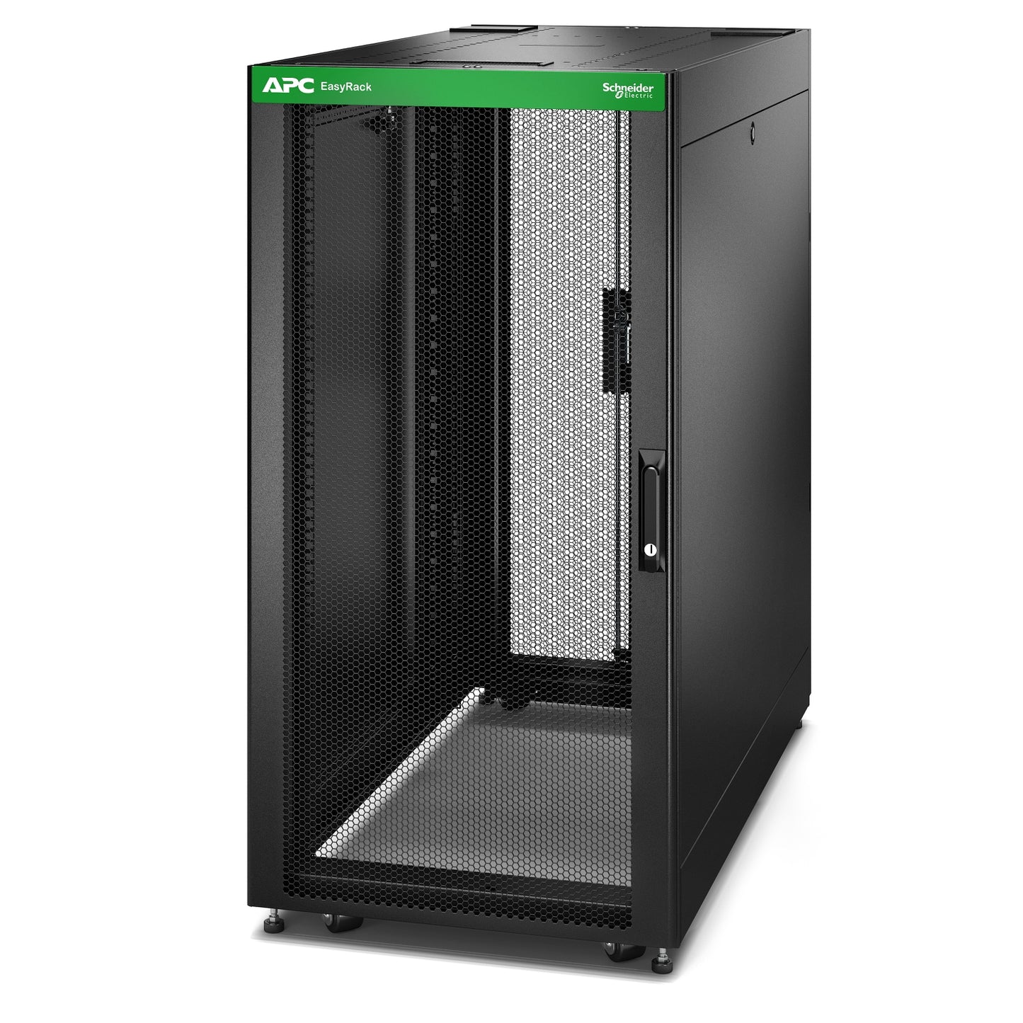 APC Easy Rack, 24U, Black, With Roof, Castors, Feet, 4 Brackets, and Side Panels, No