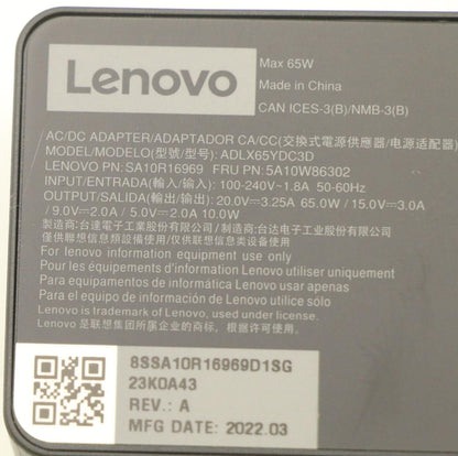 Lenovo 5A10W86302 power adapter/inverter Indoor 65 W Black Charger