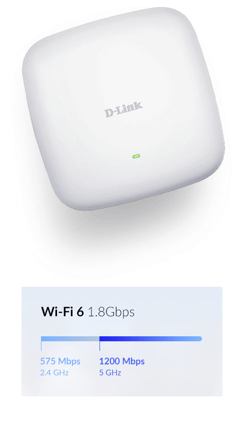 D-Link AX1800 Wi-Fi 6 Dual-Band PoE Access Point Networking