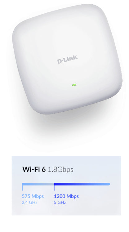 D-Link AX1800 Wi-Fi 6 Dual-Band PoE Access Point Networking