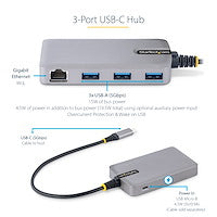 StarTech.com 3-Port Hub Ethernet USB-C Docking Station